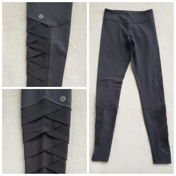 *RARE* Lululemon Grey Leggings with Mesh detail - Picture 1 of 11